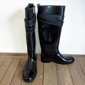 Coach Women’s Tall Shiny Glossy Black Rain Boots